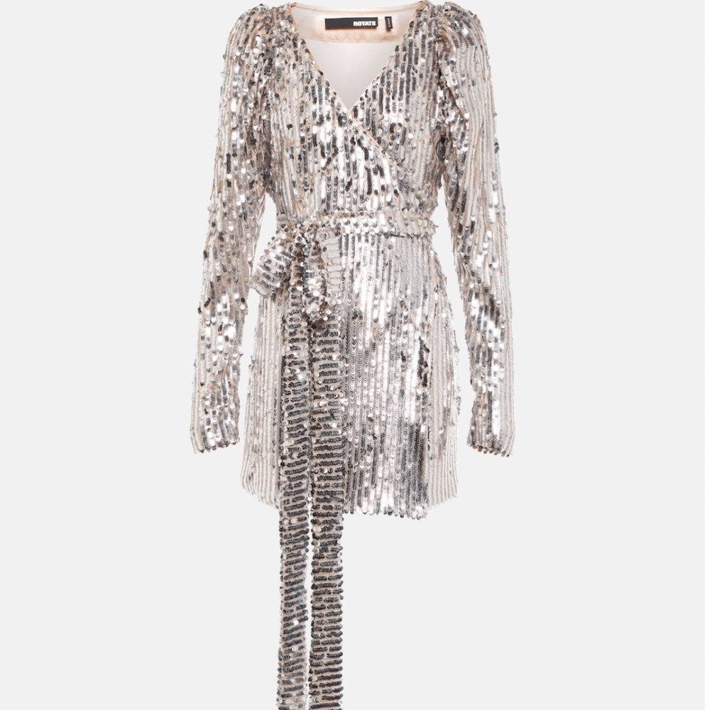 ROTATE BIRGER CHRISTENSEN Bridget sequined wrap minidress - Picture 1 of 4